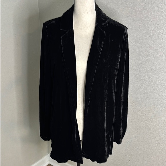 Eileen Fisher Black Velvet Blazer Jacket - Picture 1 of 5